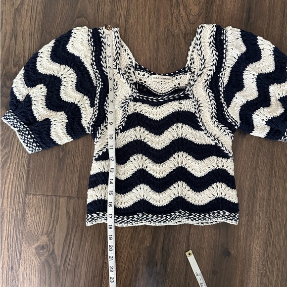 EUC Ulla Johnson Luciana Navy Cream Wave Crocheted Sweater Size Small - Picture 6 of 8